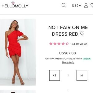 Hello Molly red ruched mini dress. Medium.
